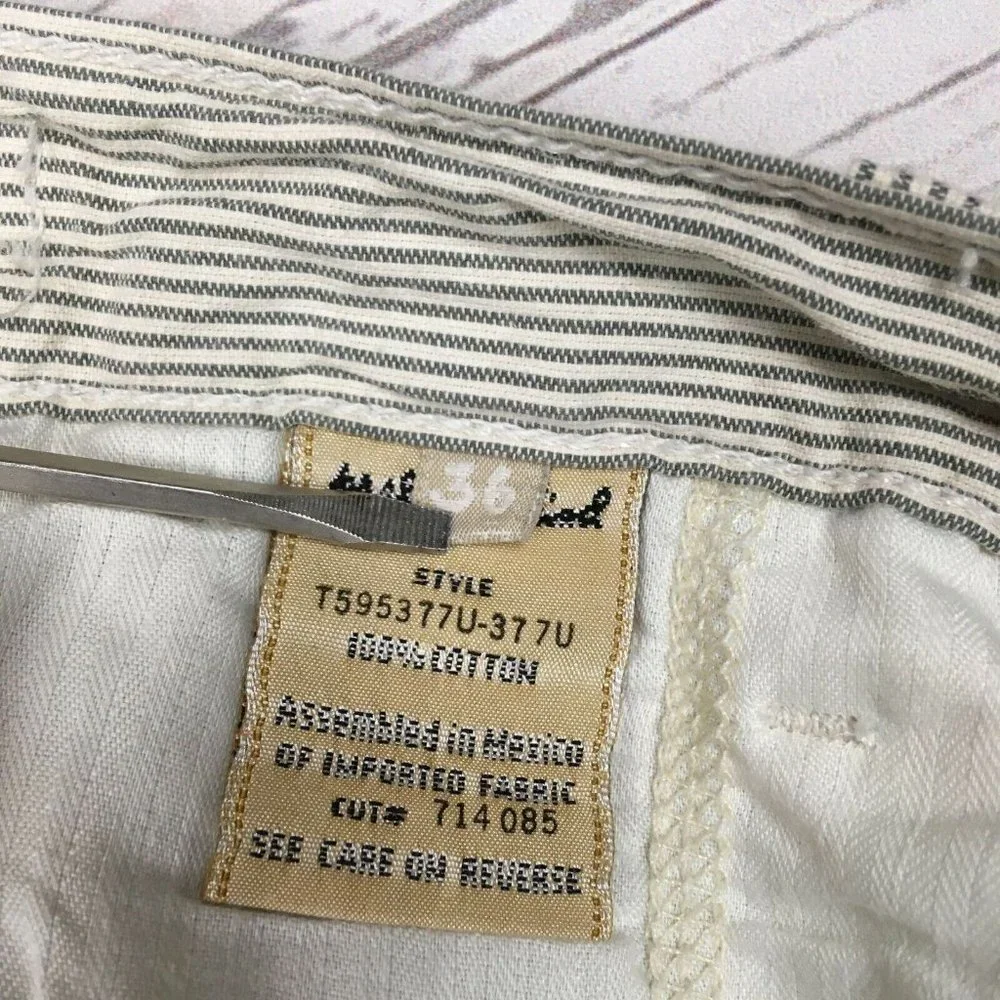 7 For All Mankind Mens 36 Cargo Shorts Conductor Stripe White Blue Seven